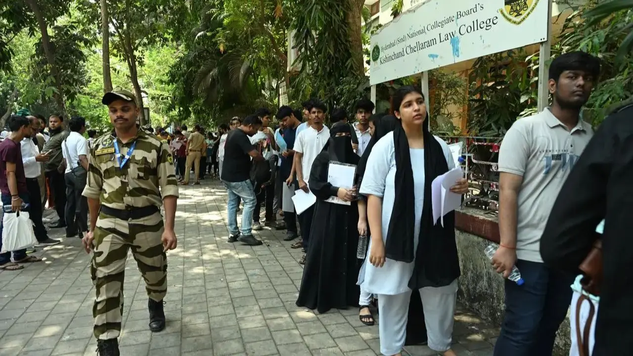 Students lined up early for the NEET UG exams. Representational/File Pic/Atul Kamble